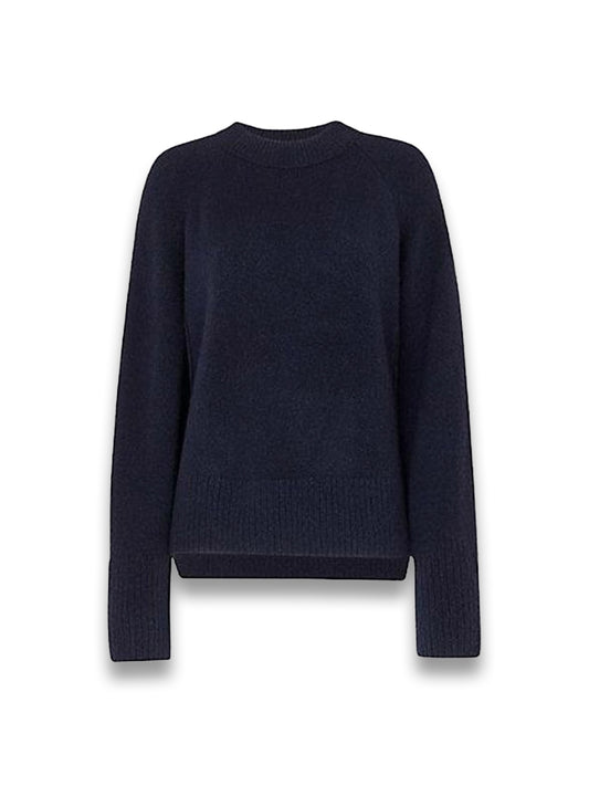Navy Wool Mix Side Split Knit