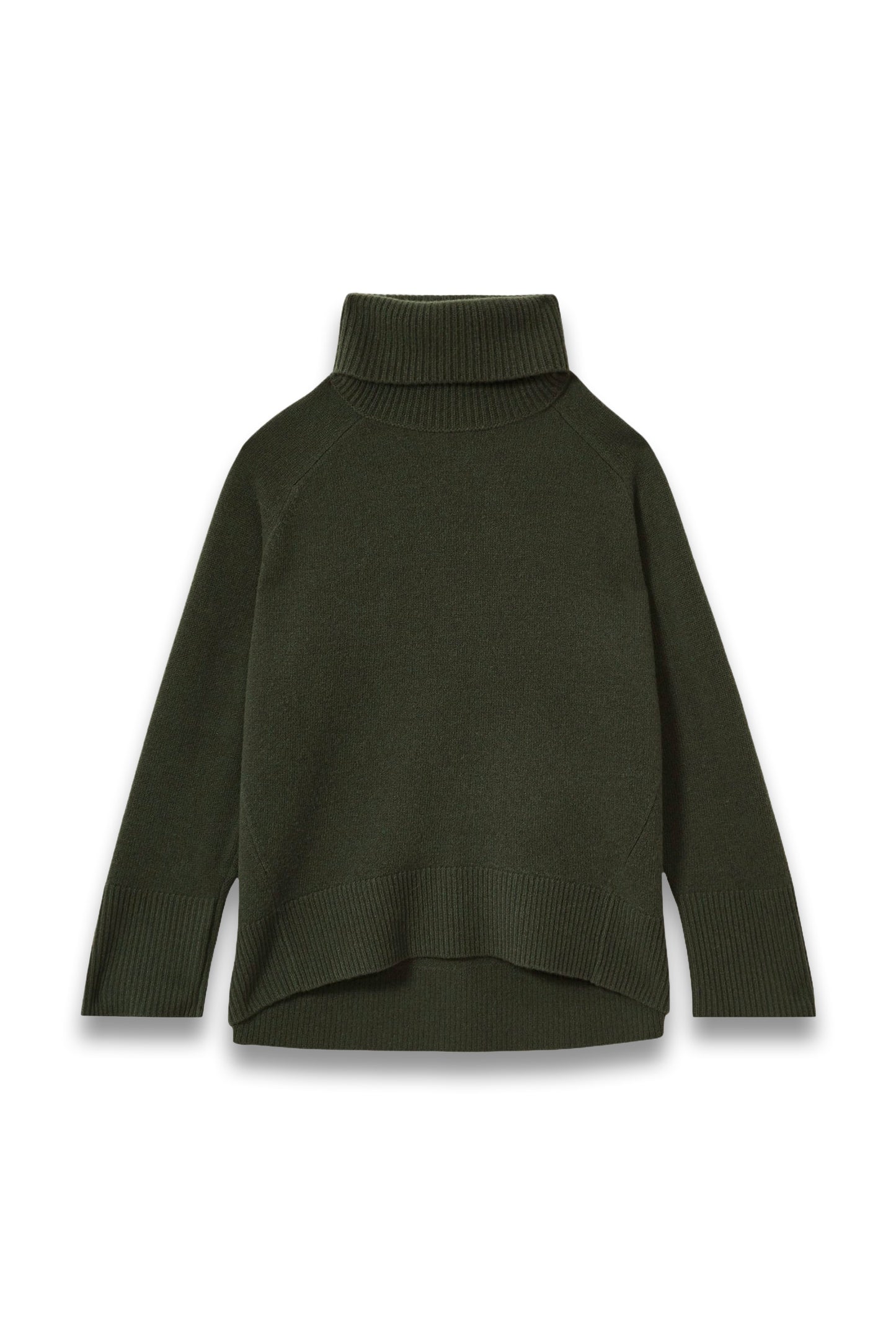 Wool-Cashmere Roll-Neck Jumper in Khaki