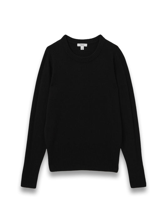 Wool Blend Crew Neck Jumper with Cashmere in Black