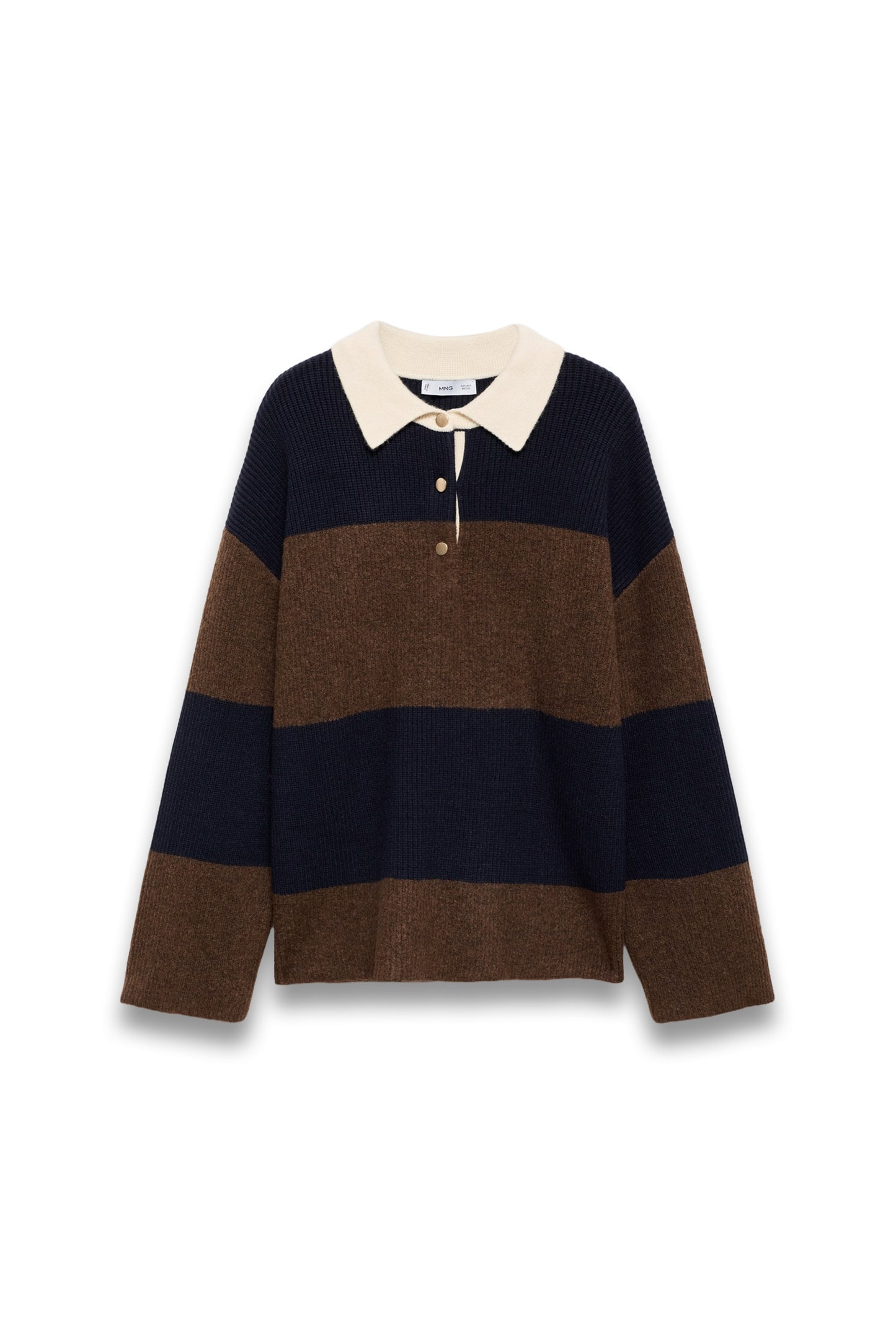 Striped polo-neck sweater