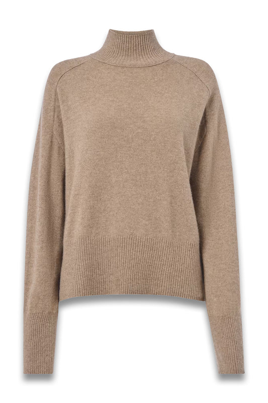 Oatmeal Cashmere Funnel Neck