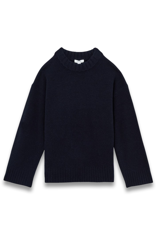 Wool-Cashmere Crew Neck Jumper In Navy