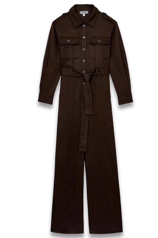 Anais Wide Leg Utility Jumpsuit In Burgundy
