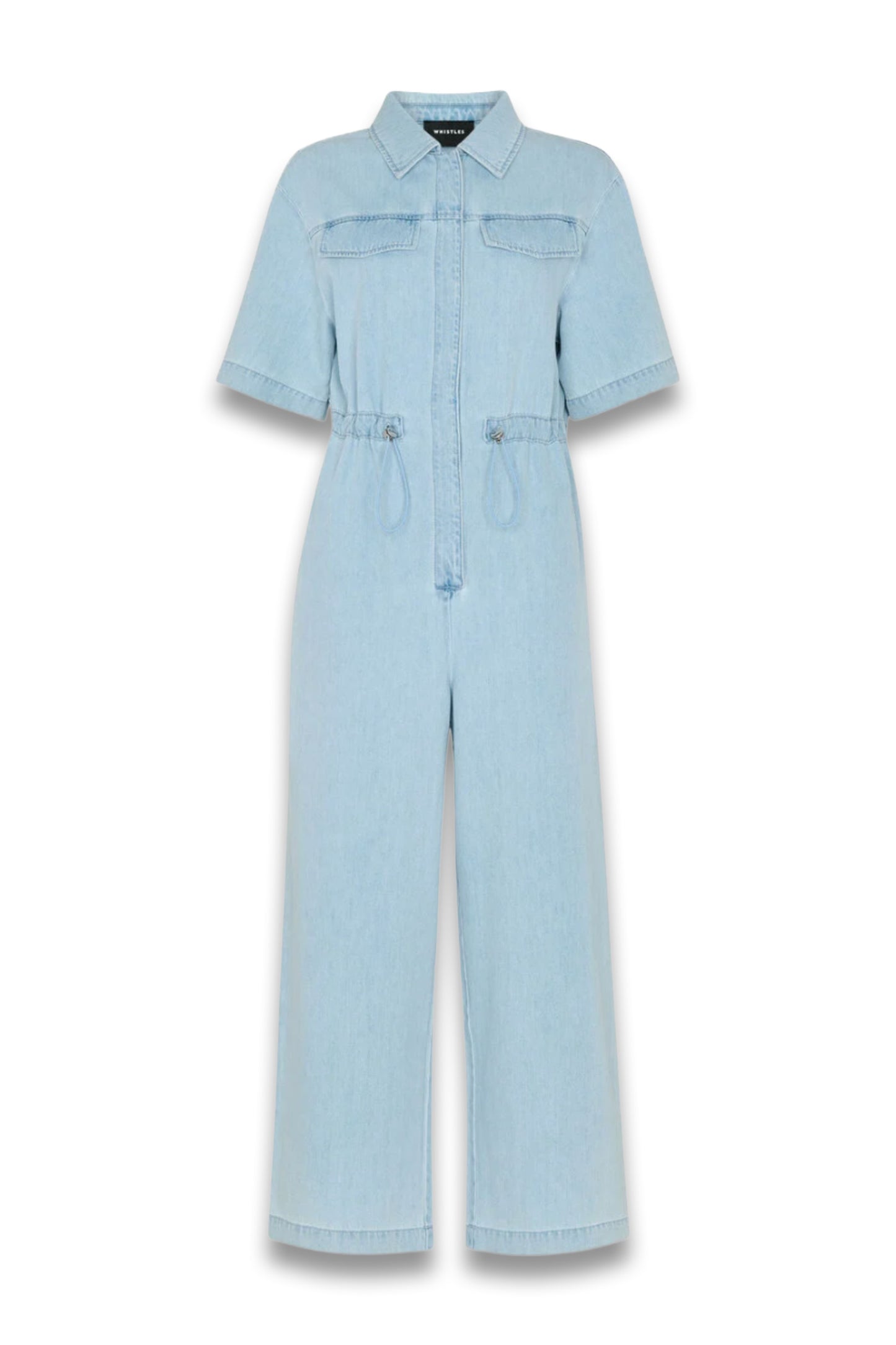 Denim Short Sleeve Utility Jumpsuit