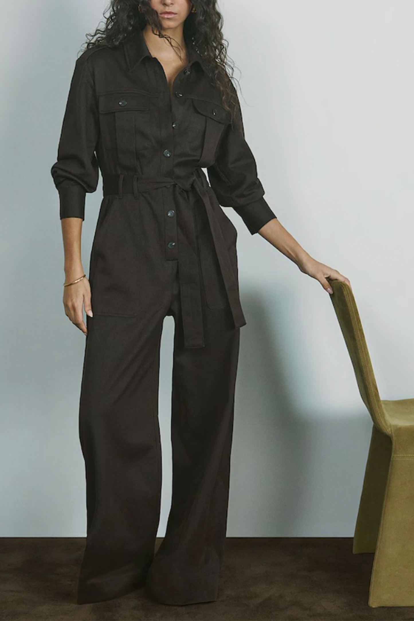 Anais Wide Leg Utility Jumpsuit In Burgundy