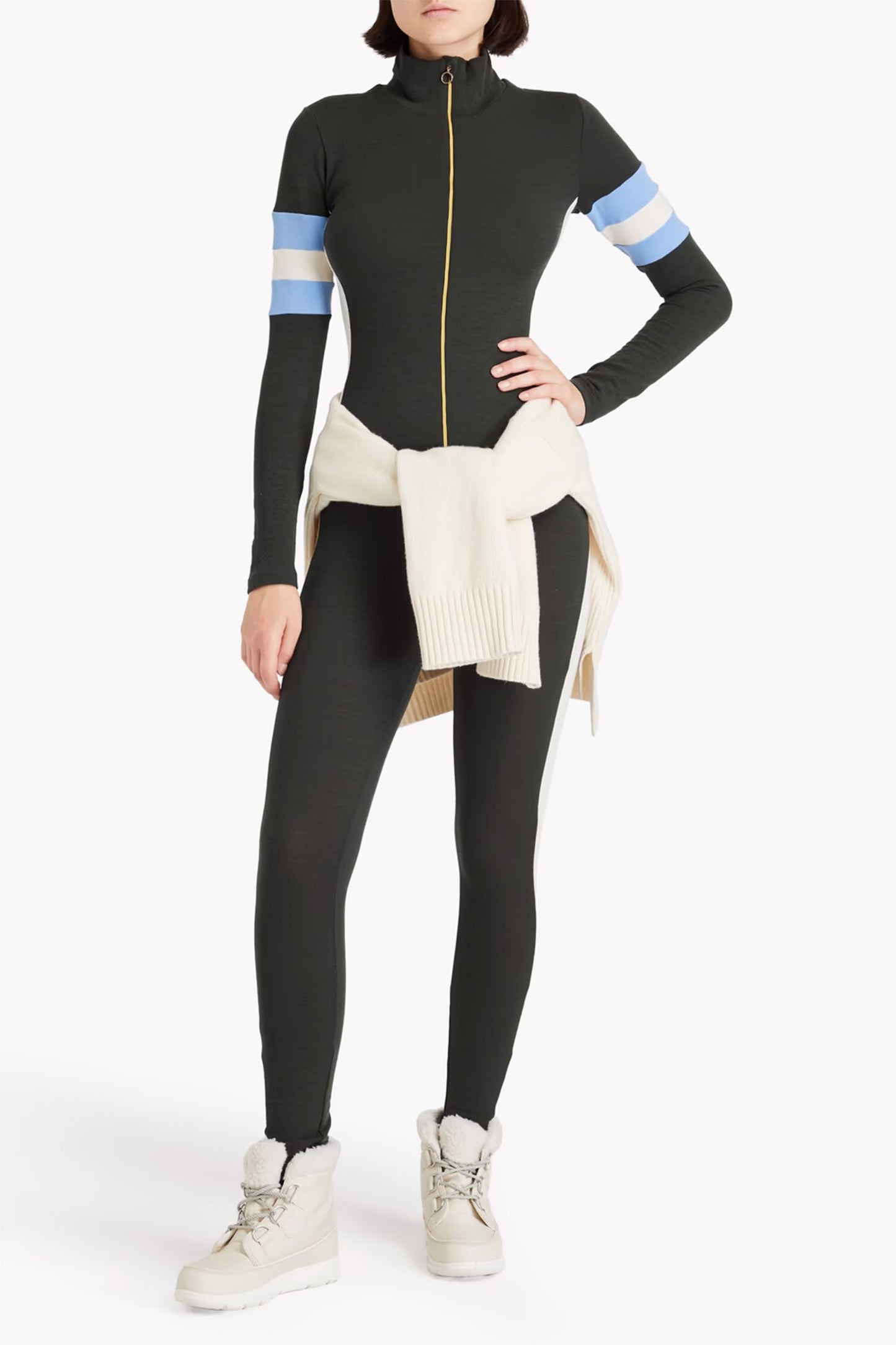 Ski Striped Merino Wool-blend Piqué Jumpsuit