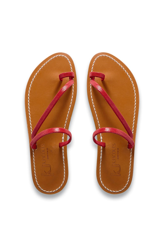 Actium Lizard-effect Leather Sandals
