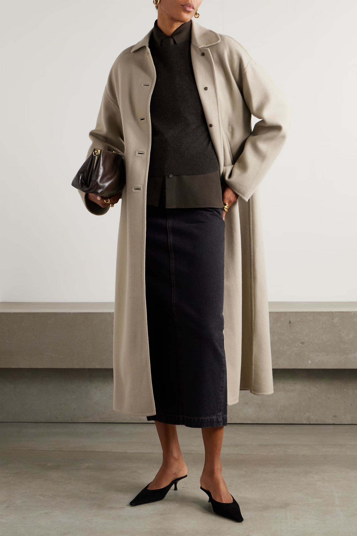 Constance Herringbone Wool-blend Coat