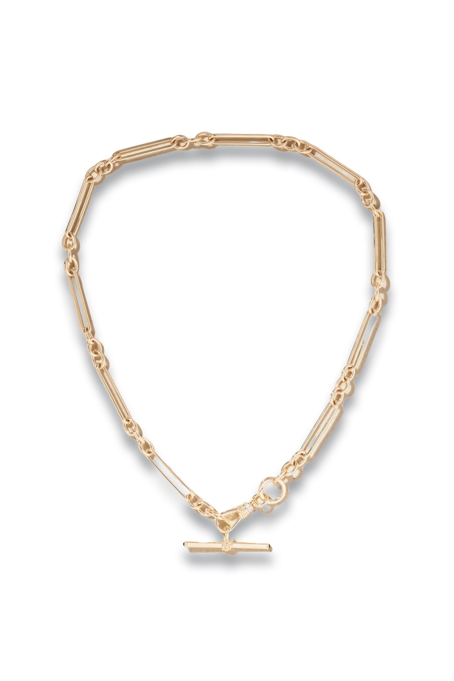 Trombone Albert Clip T-Bar 14kt gold, sapphire and diamond necklace
