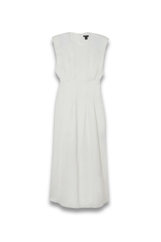 Viscose Linen Woven Pintuck Midi Dress