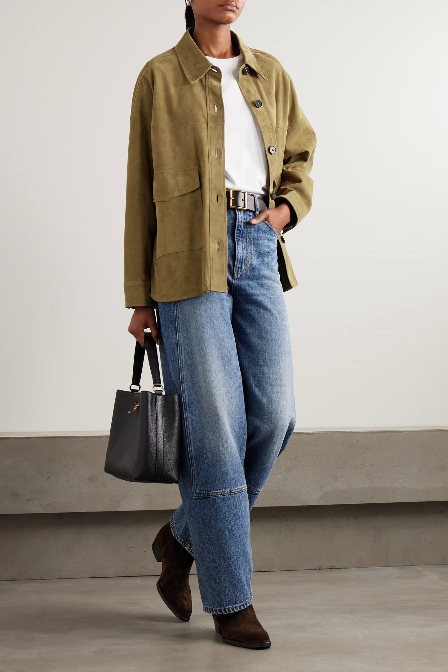 Kaylee Oversized Paneled Suede Jacket