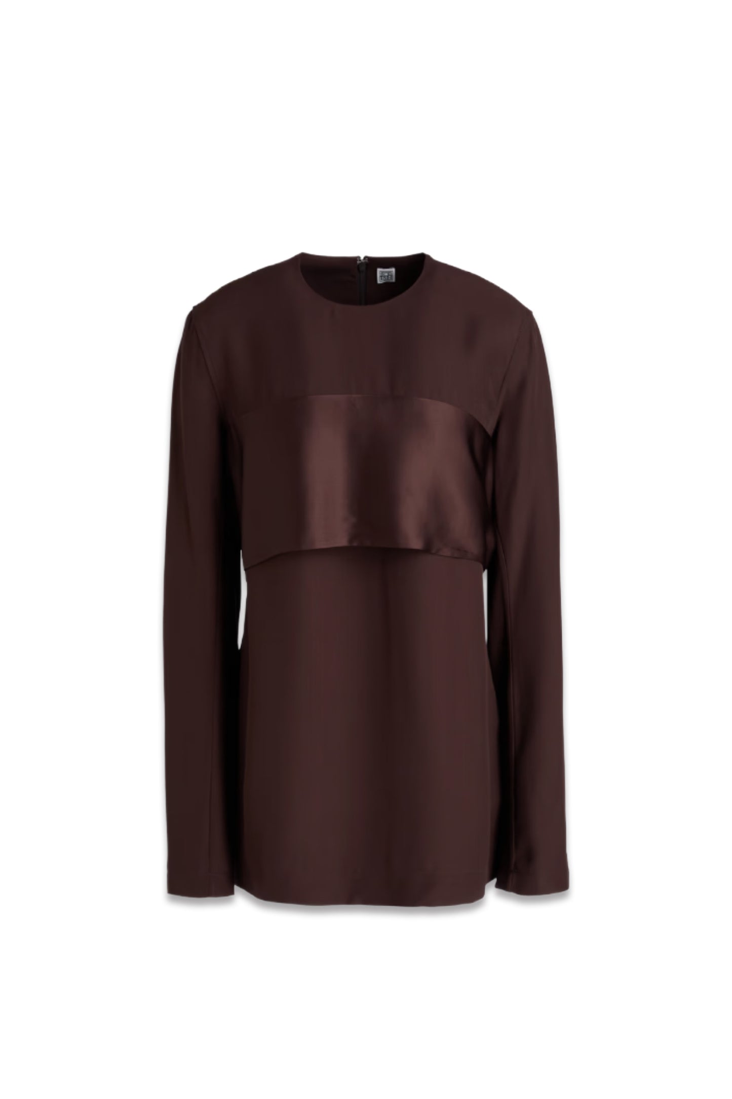 Satin-Paneled Crepe Top