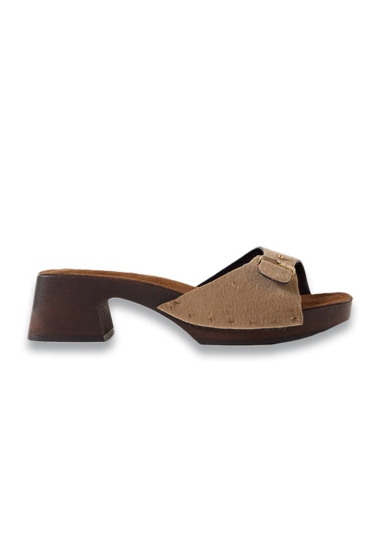 Britt Buckled Calf Hair Mules