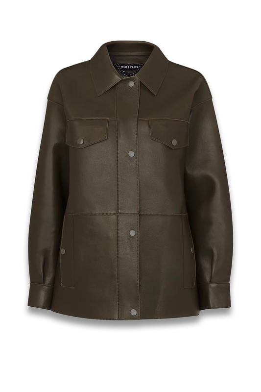 Khaki Clean Bonded Leather Jacket