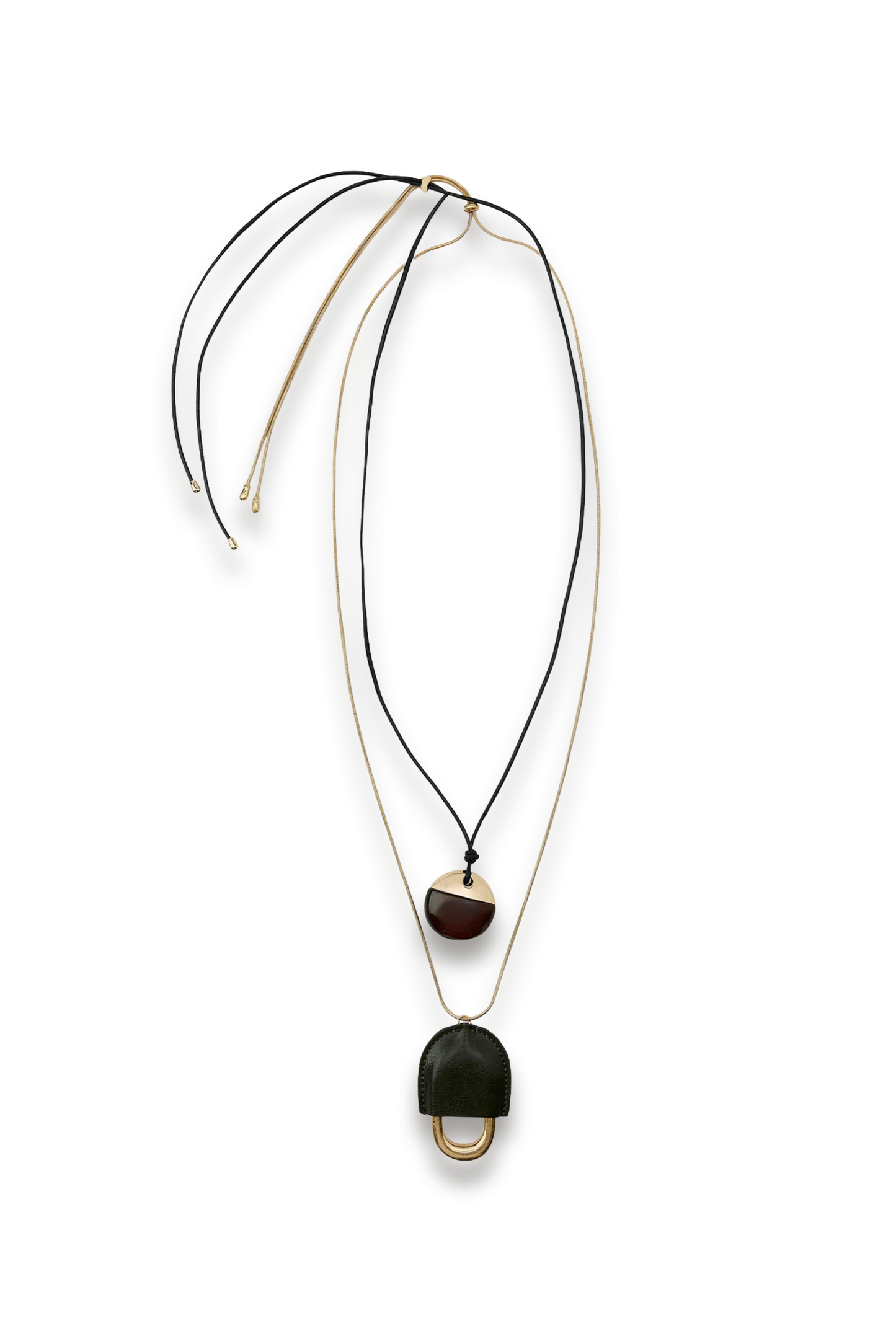 Pack of 2 Leather And Resin Necklace