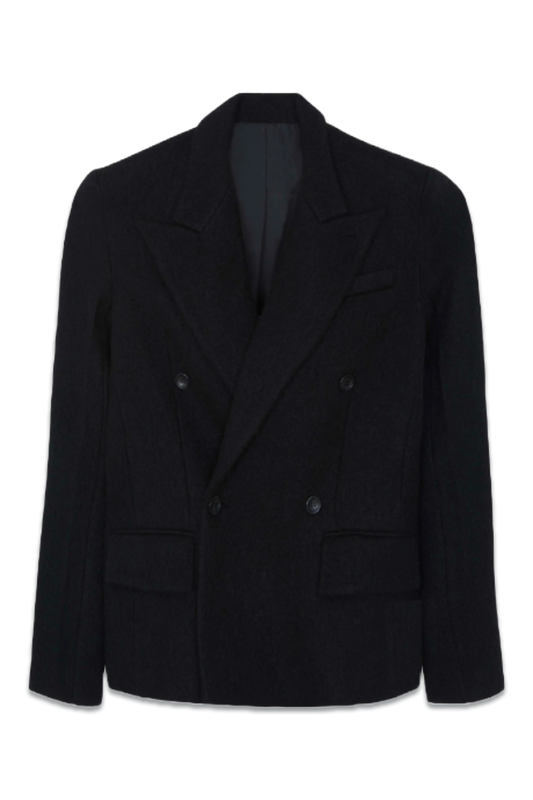 Keira Double Breasted Wool Blazer - Black