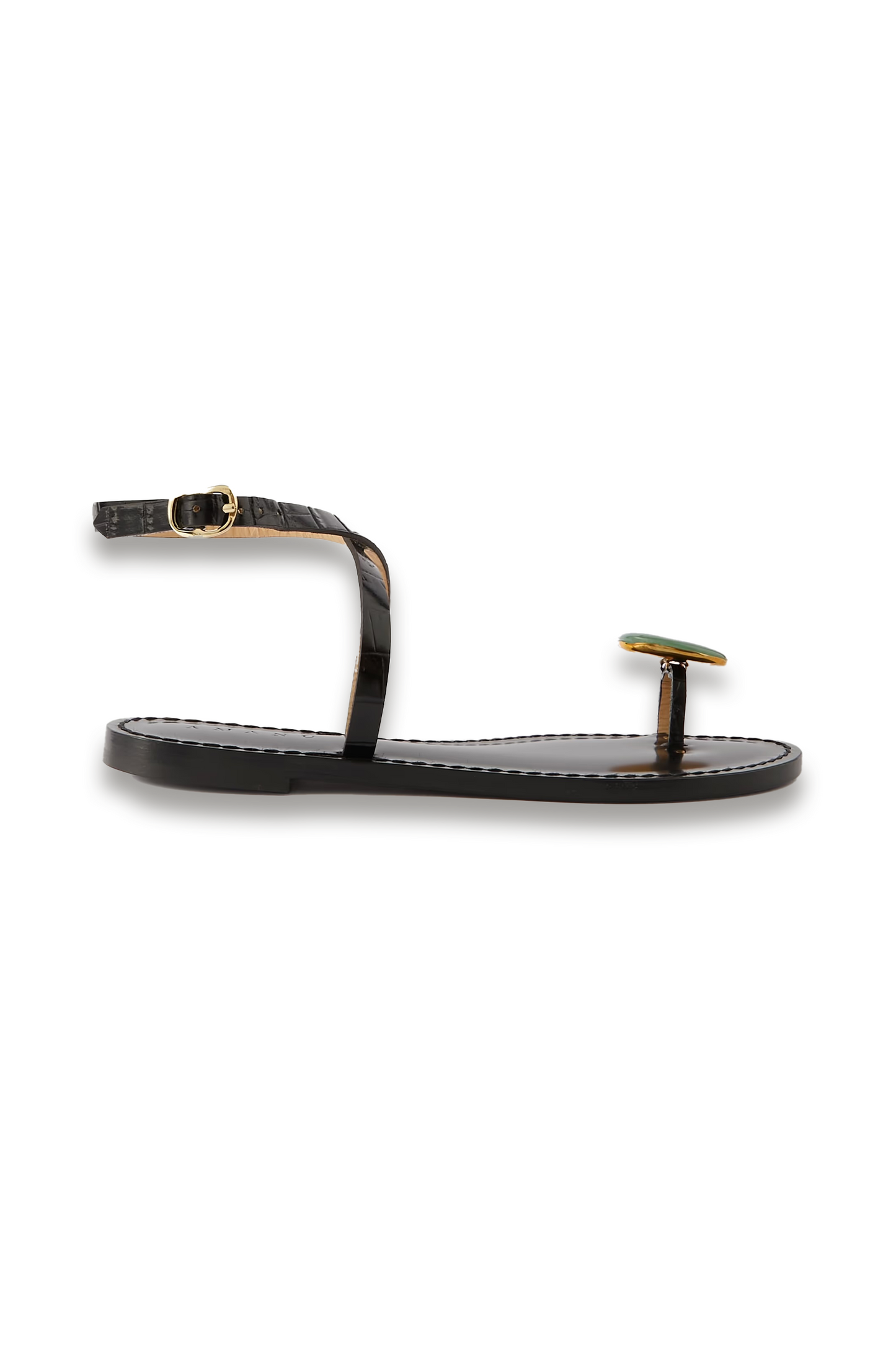 The Kigali Aventurine-embellished Croc-effect Leather Sandals
