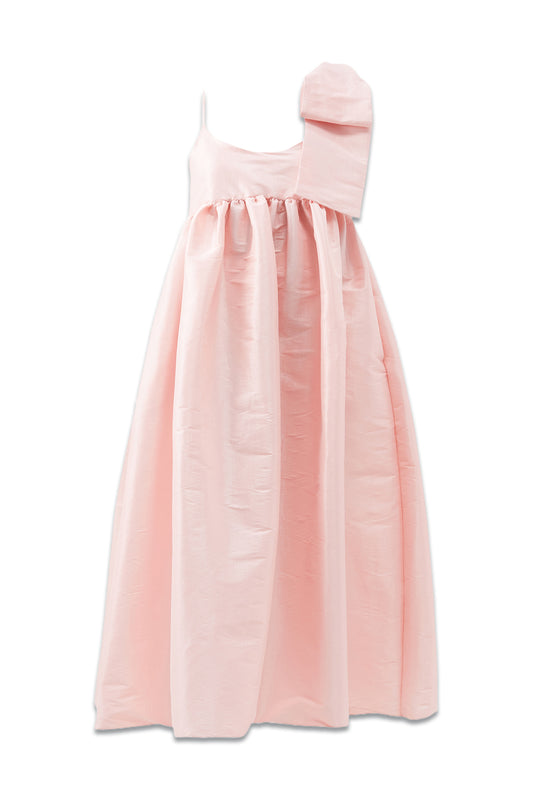 Lily Bow-shoulder Taffeta Midi Dress