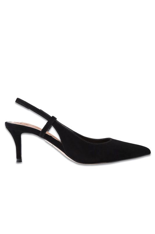 Belgravia Suede Slingback Court Shoes, Black