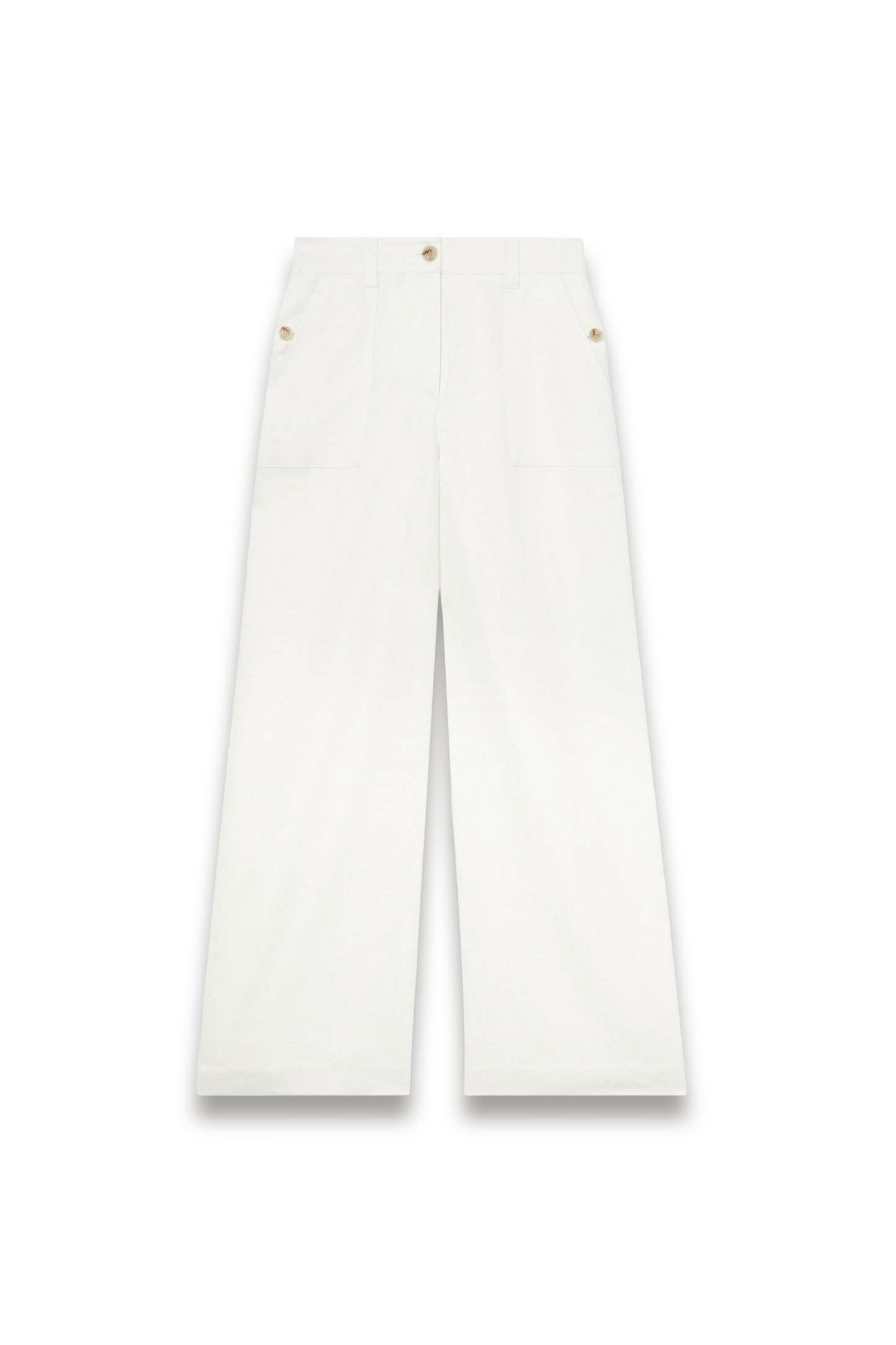 Linen Wide-Leg Trousers in White
