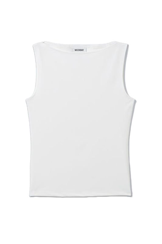 Annie Boat Neck Tank Top In White