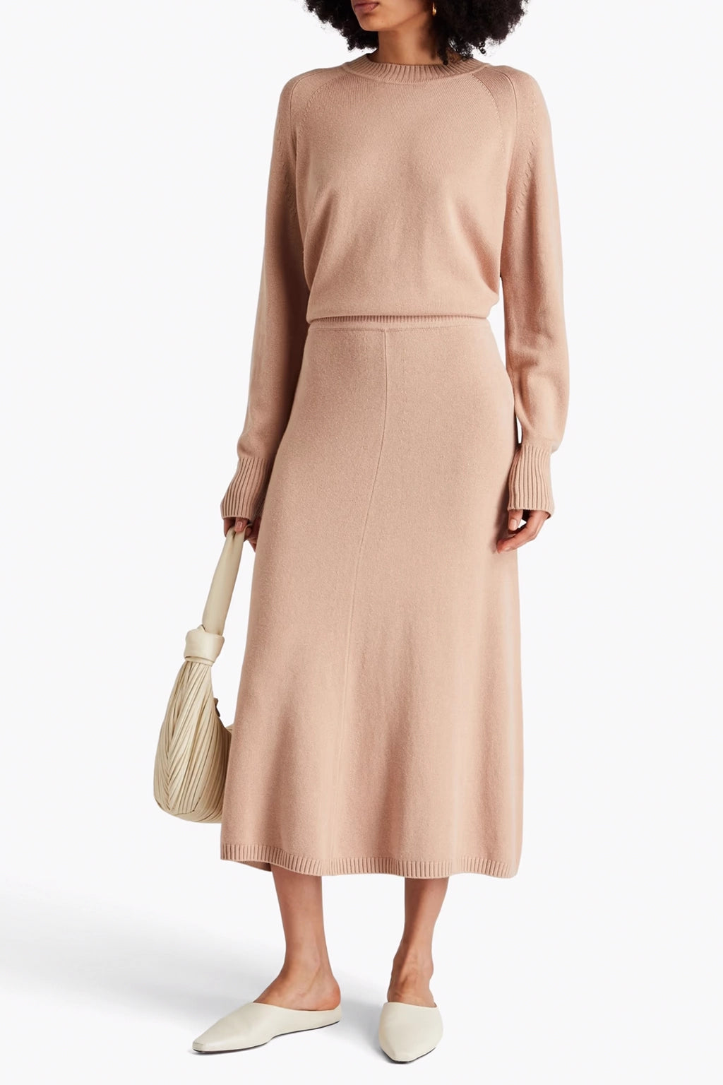 Silk-blend sweater & Silk-blend midi skirt