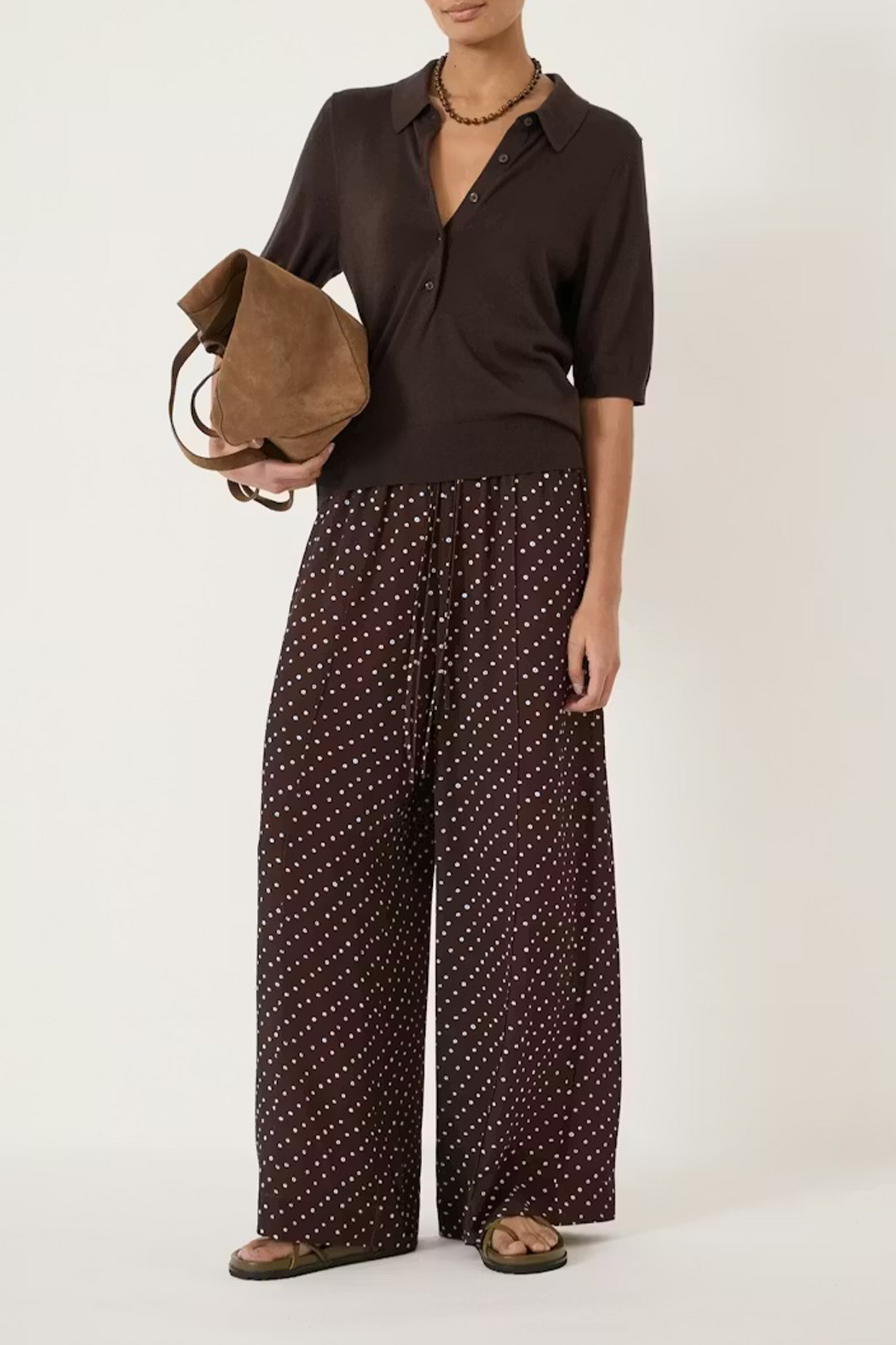 Fine-knit Short-sleeve Polo Top