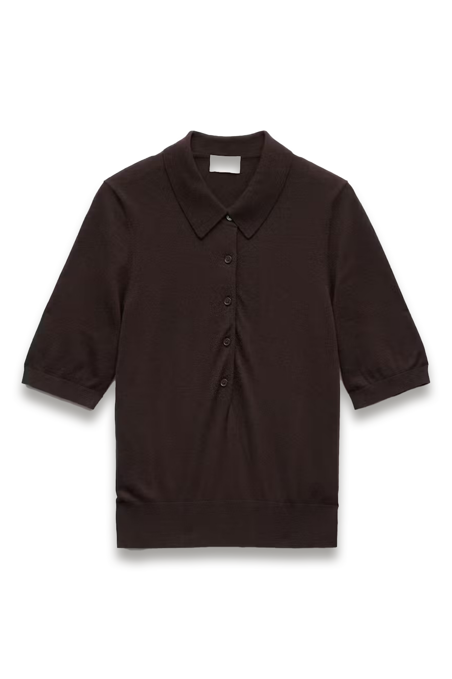 Fine-knit Short-sleeve Polo Top