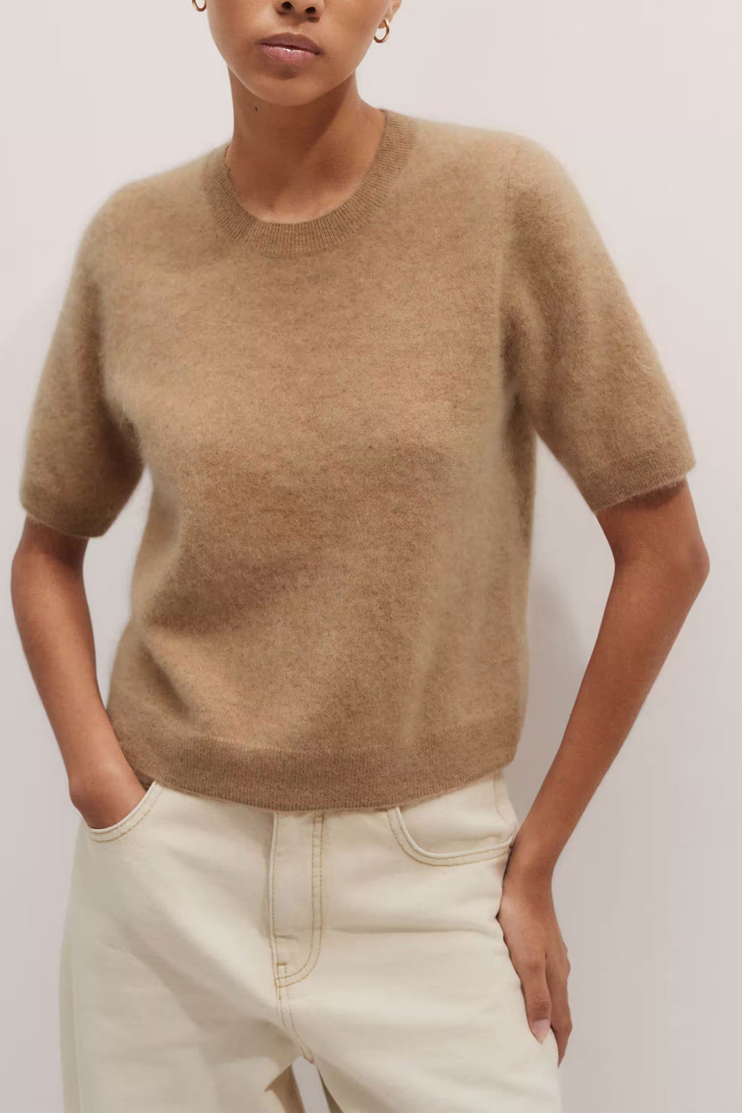 Brushed Cashmere Straight Knit Tee