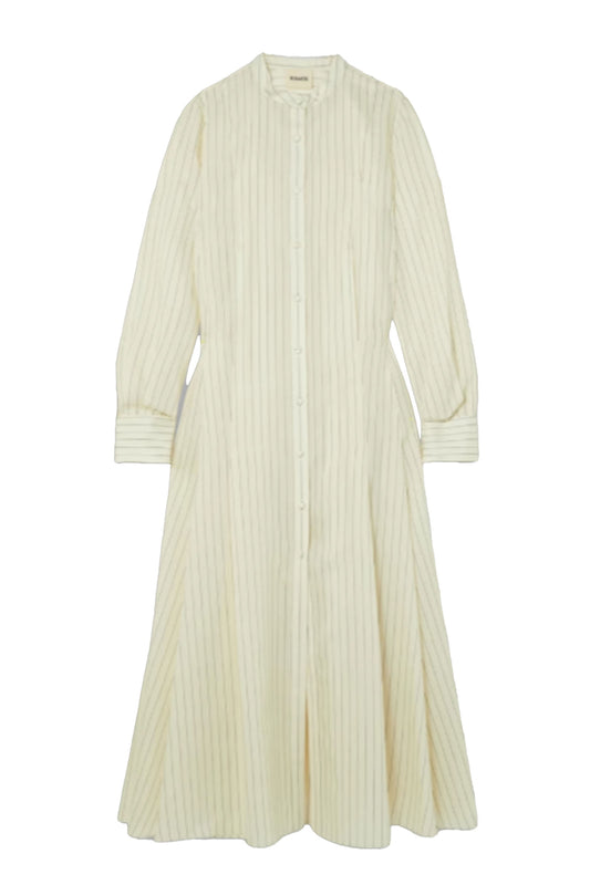 Waylon Oversized Pleated Striped Wool, Silk And Cotton-blend Shirt Dress