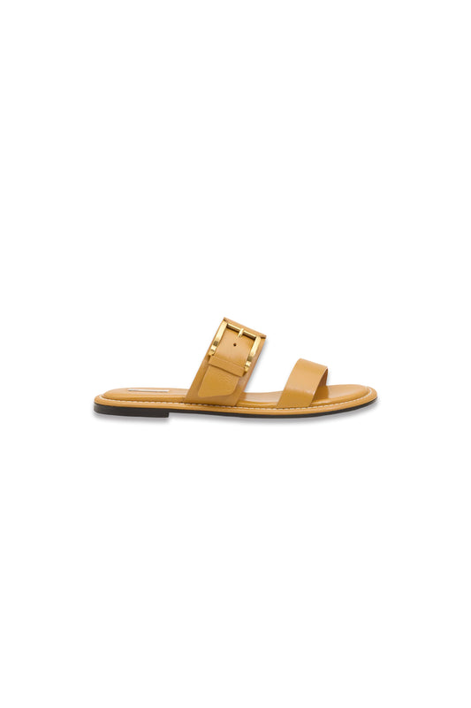 Yellow Cow Leather Buckle Sandals