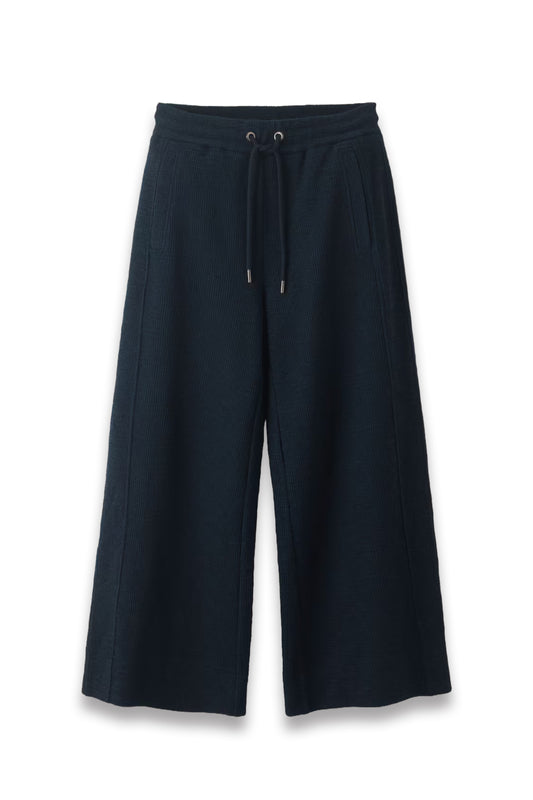 Textured Jersey Wide-Leg Crop Trouser
