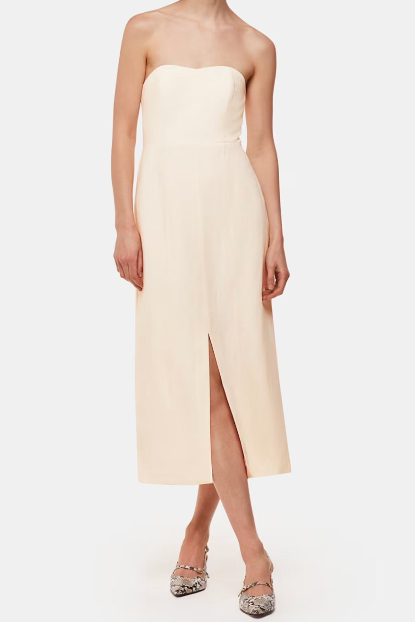 Neutral Bandeau Linen Blend Dress