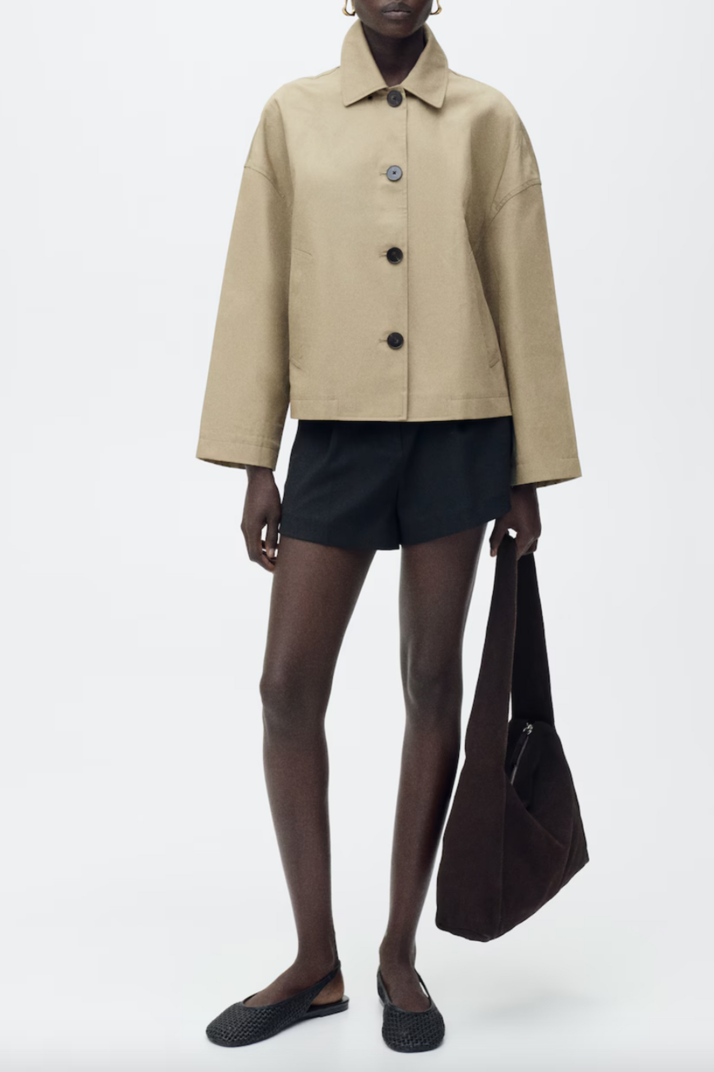 Straight Cotton Jacket with Buttons