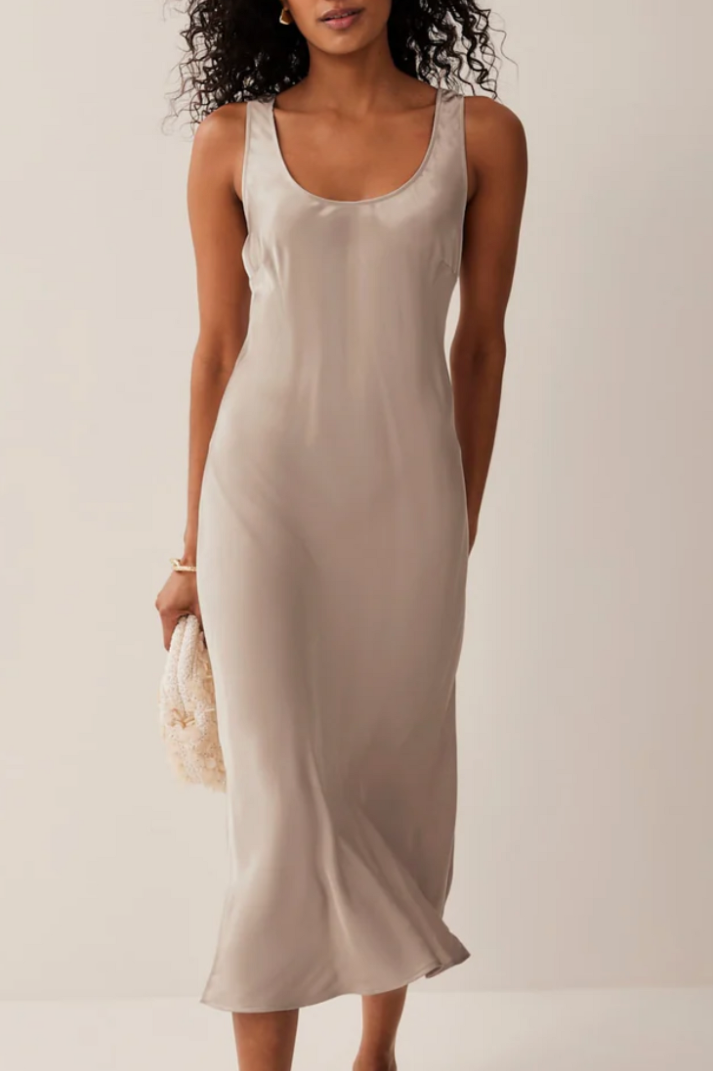 Neutral Satin Slip Dress