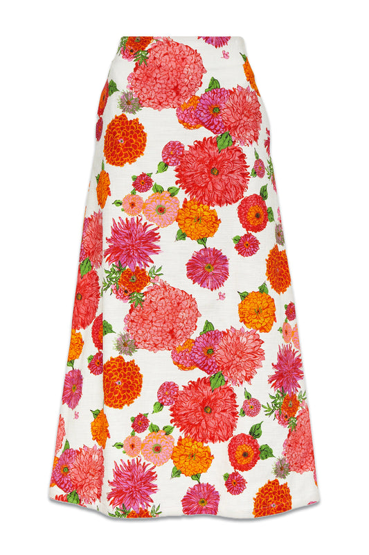 A-Long Floral-print Cotton-blend Skirt