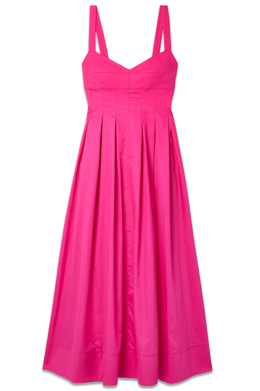 Pleated Cotton-Poplin Midi Dress