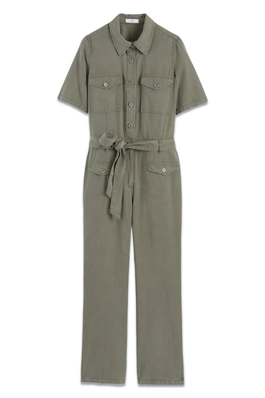 Short Sleeve Khaki Jumpsuit