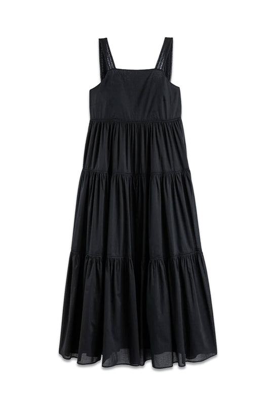 Cotton Midaxi Dress with Lace Straps
