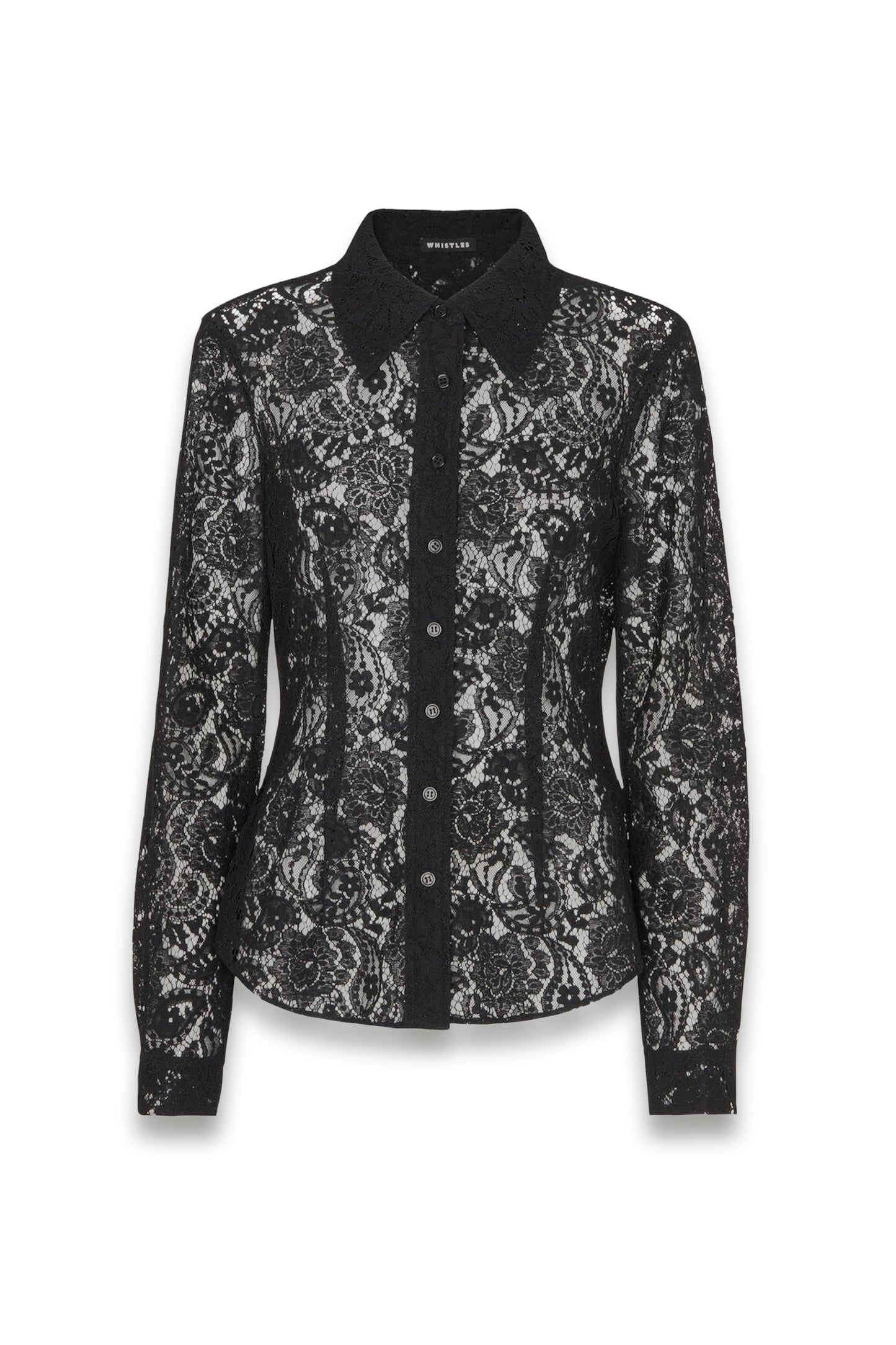 Black Lucy Seam-detail Lace Shirt