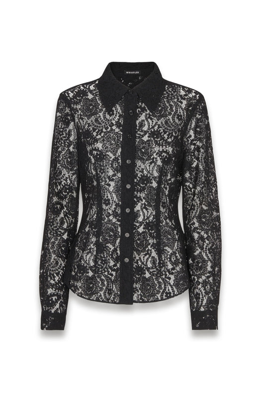 Black Lucy Seam-detail Lace Shirt