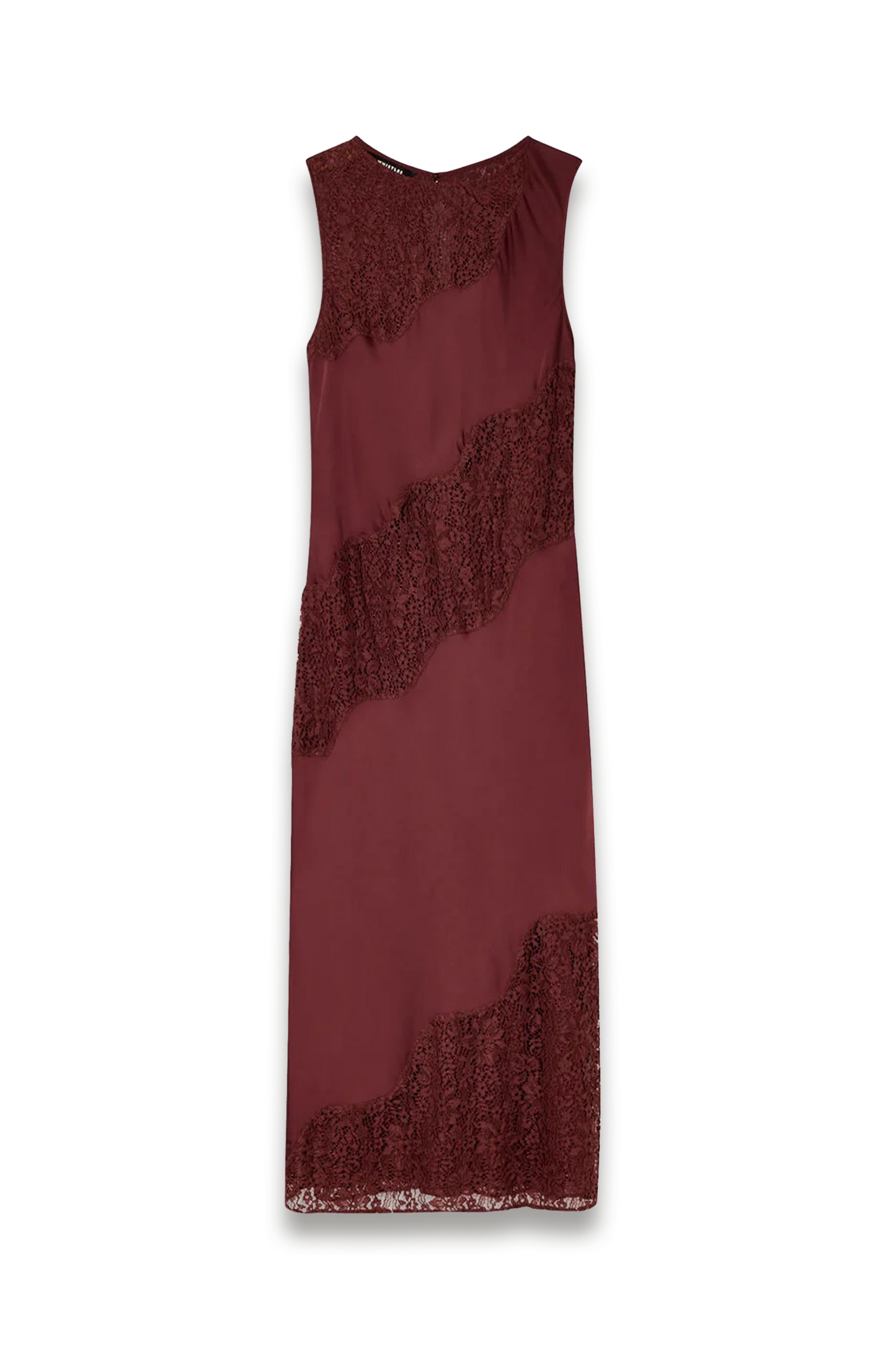 Brown Lace-insert Midi Dress