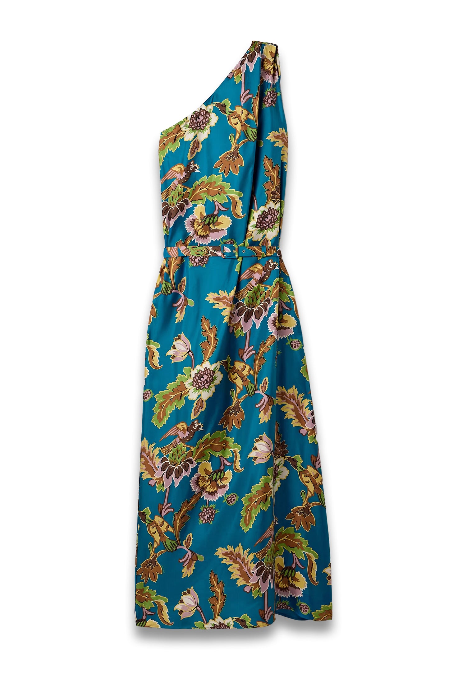 Roy One-shoulder Printed Silk-twill Maxi Dress