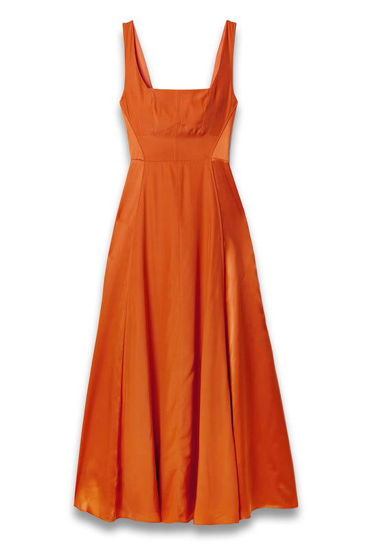 Pleated Silk-Satin Midi Dress
