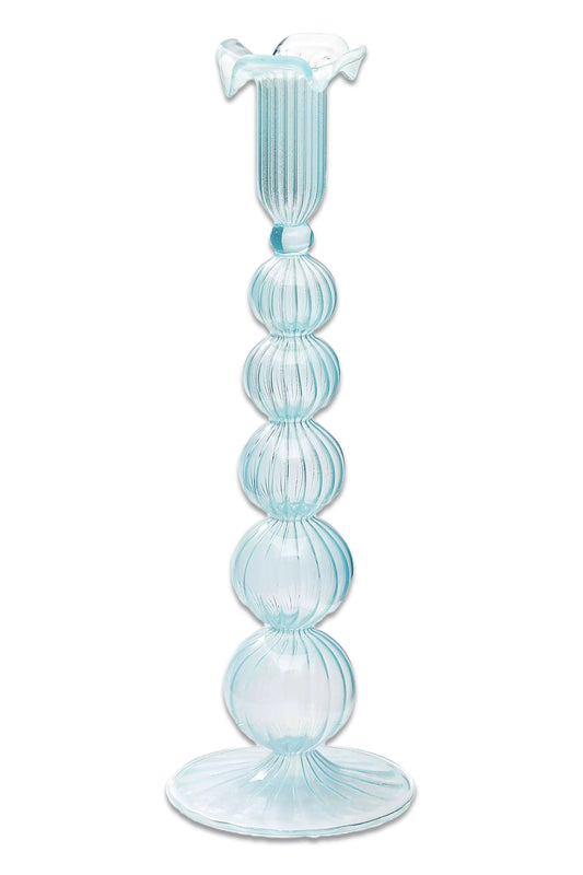 Cloudy Glass Candlestick Holder