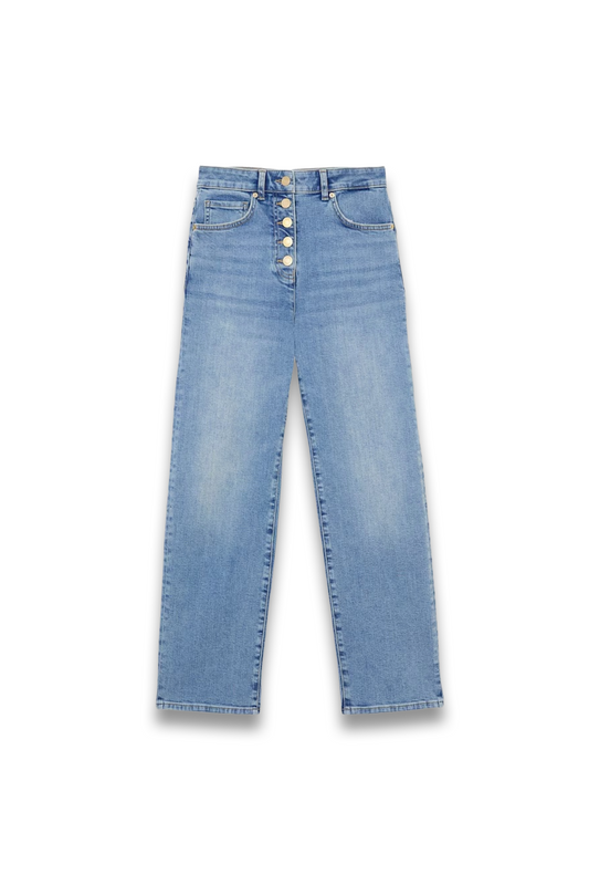 Petite Straight-leg Cropped Jeans in Light Blue