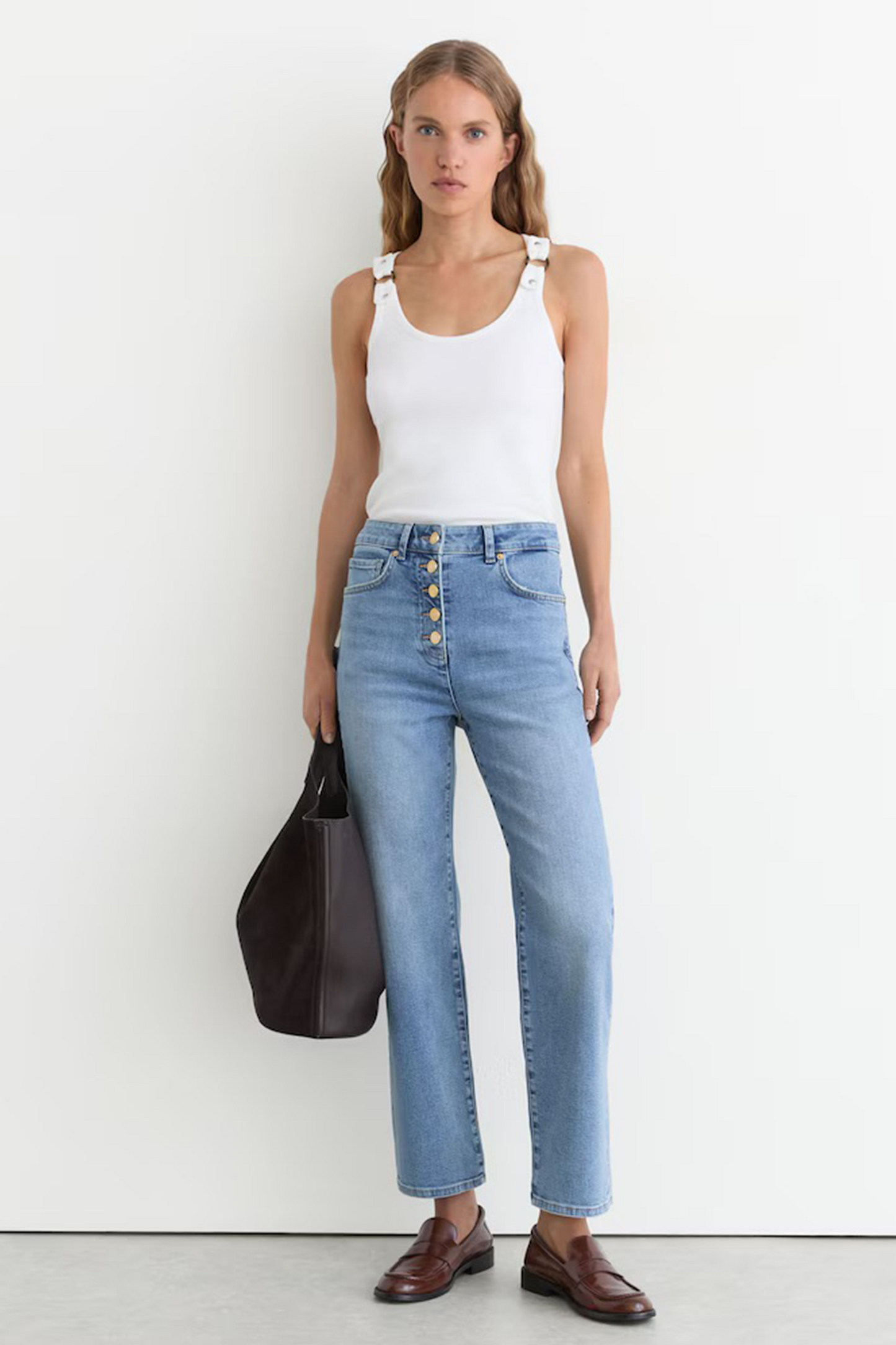 Petite Straight-leg Cropped Jeans in Light Blue