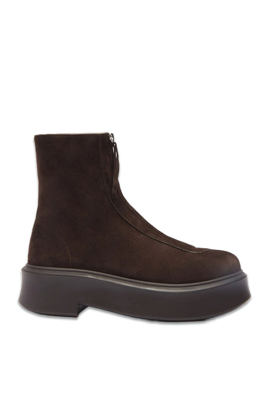 Zip-front Suede Ankle Boots