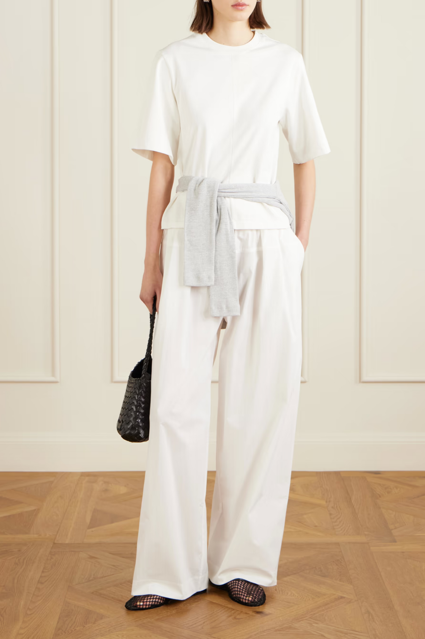 Pleated Cotton-blend Wide-leg Pants