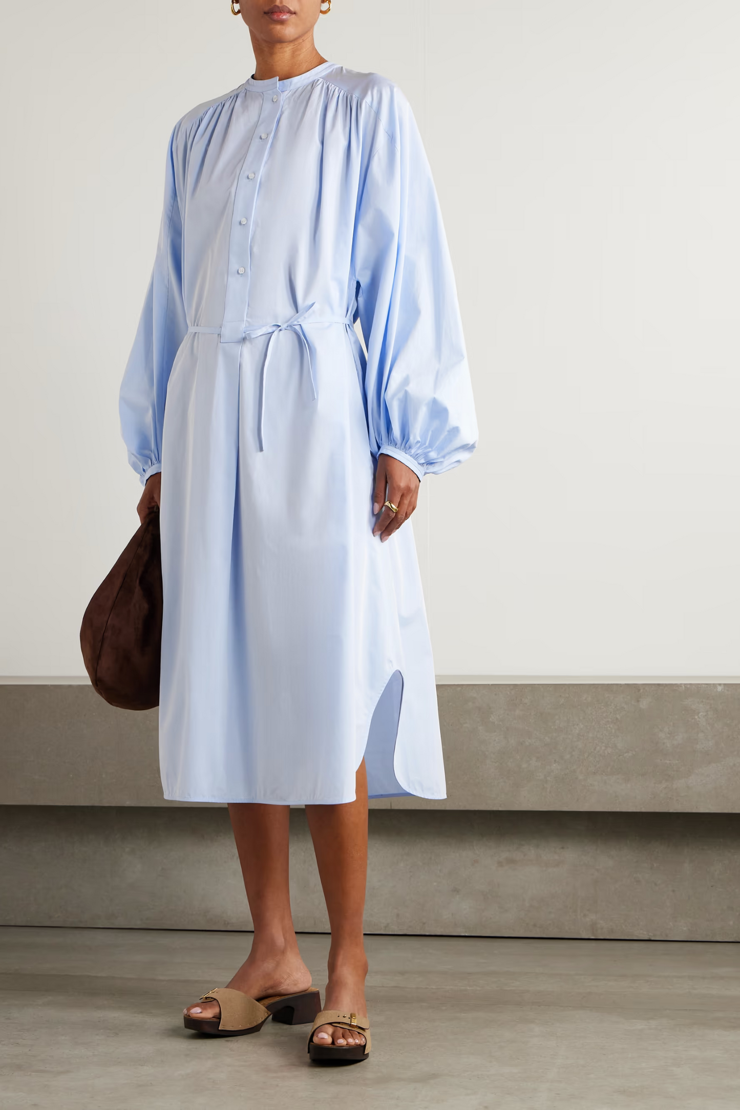 Vitti Oversized Belted Cotton-poplin Midi Dress